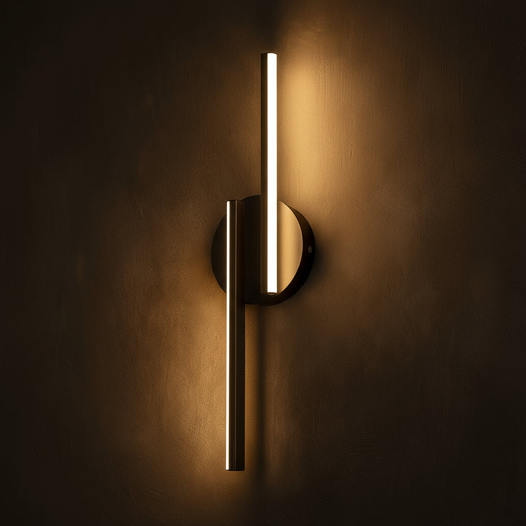 LED Wall Light | Modern Black Aluminum Dual Bar Design Sconce Indoor