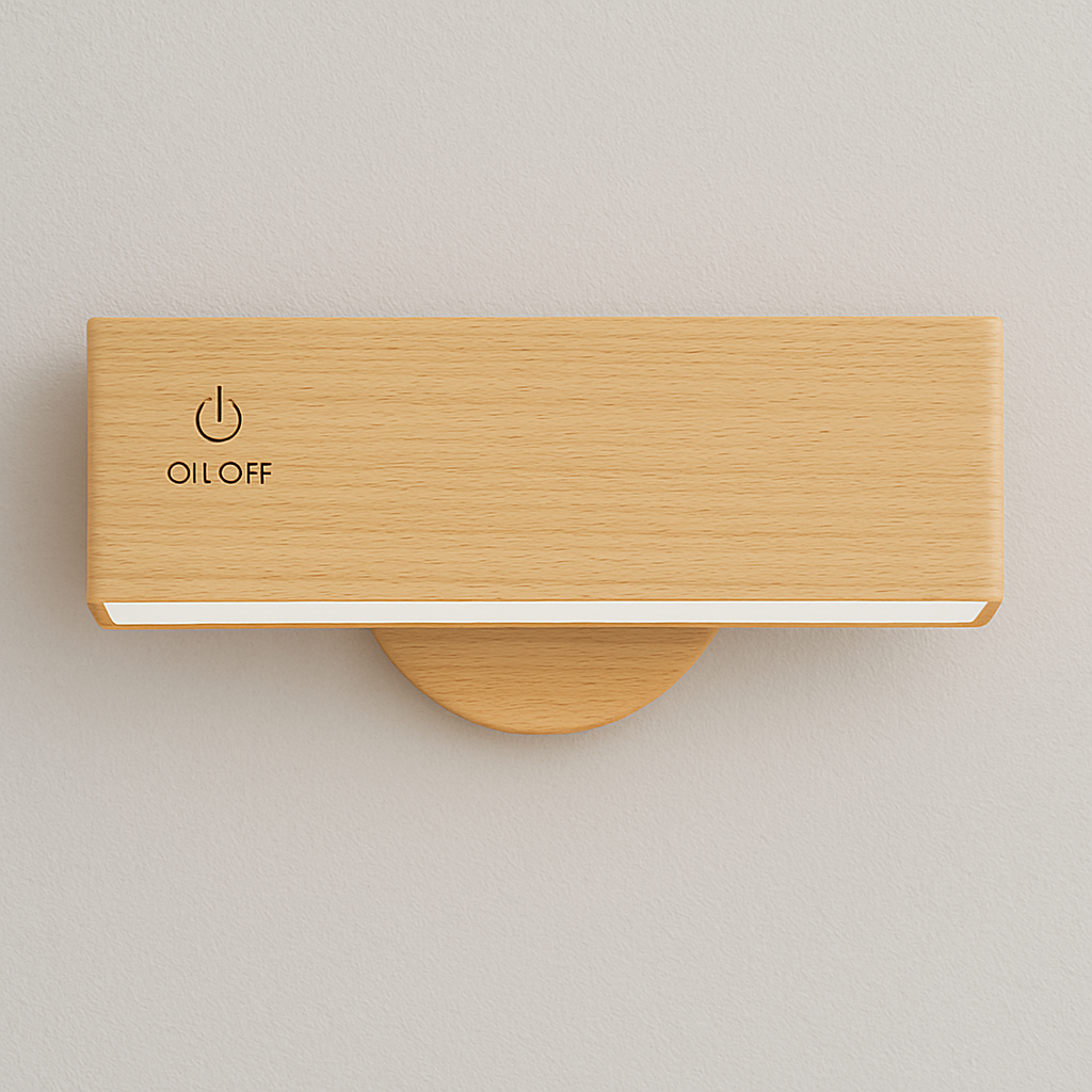 Stick-On Rechargeable Wall Light | Rotating Wooden LED Sconce Battery Operated