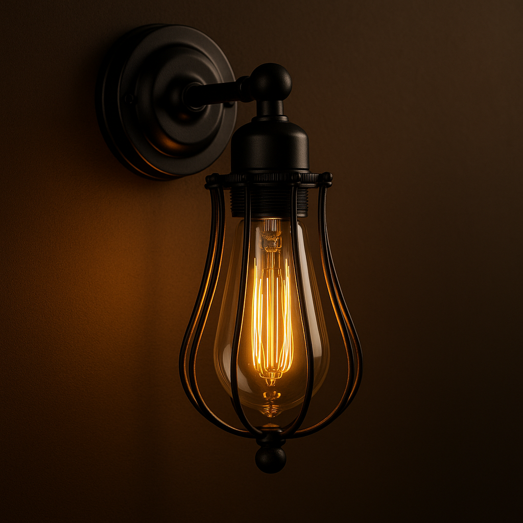 Industrial Wall Light | Vintage Cage Adjustable Arm Sconce Hallway