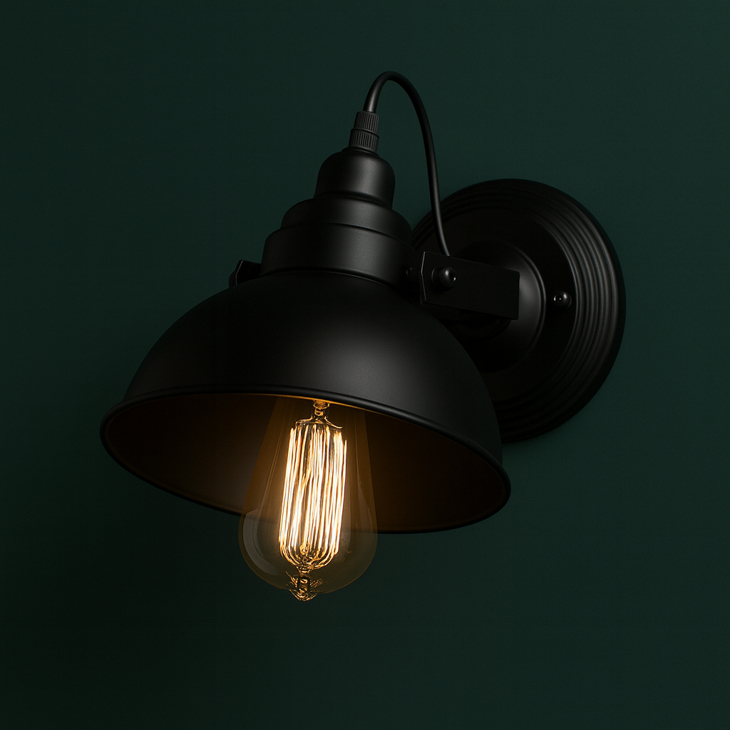 Industrial Wall Light | Vintage Black Iron Adjustable Arm Sconce Indoor