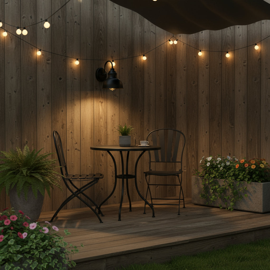 Industrial Wall Light | Vintage Black Barn Sconce Curved Arm Outdoor Lighting