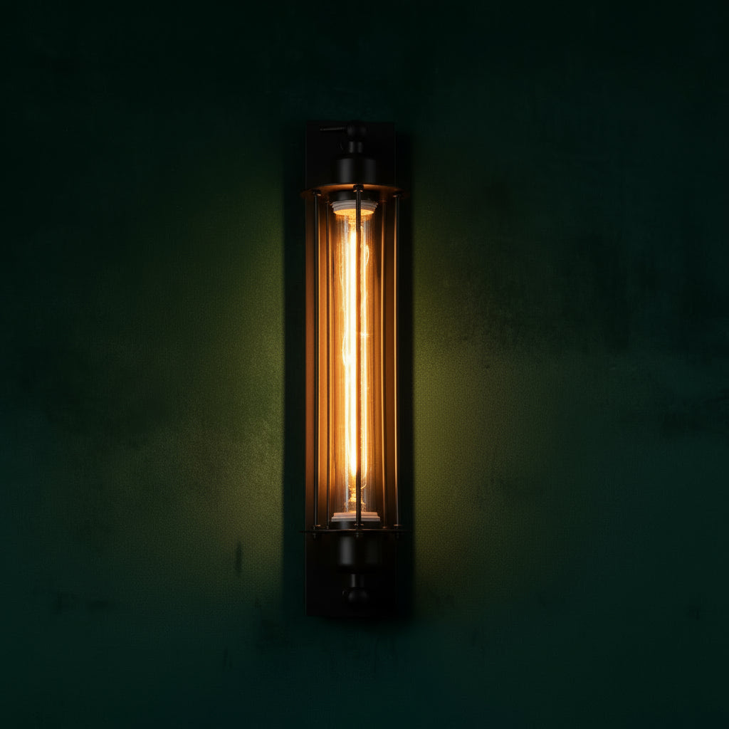 Industrial Wall Light | Retro Black Iron Cage Sconce Hallway Indoor Lighting