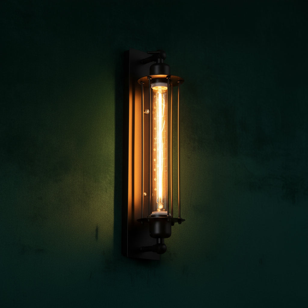 Industrial Wall Light | Retro Black Iron Cage Sconce Hallway Indoor Lighting