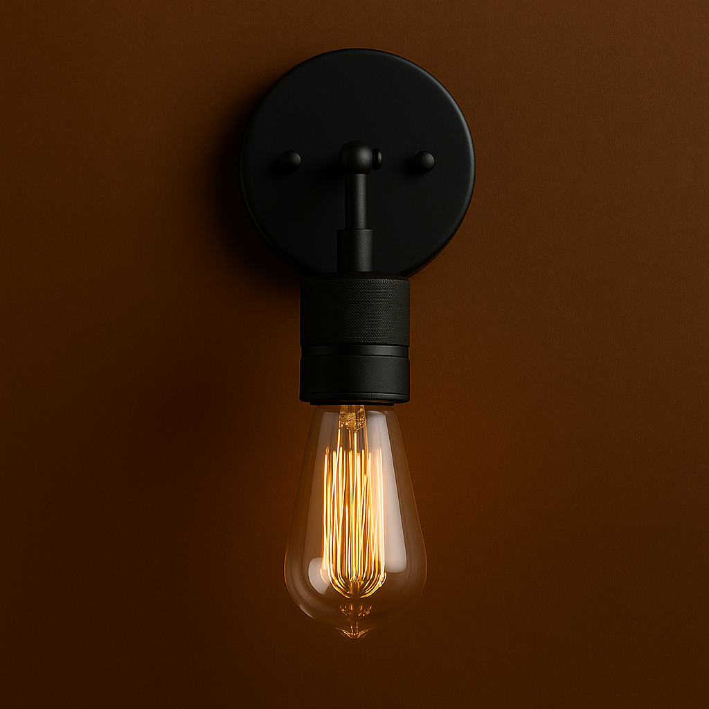Industrial Wall Light | Minimalist Black Exposed Bulb Sconce Hallway Loft