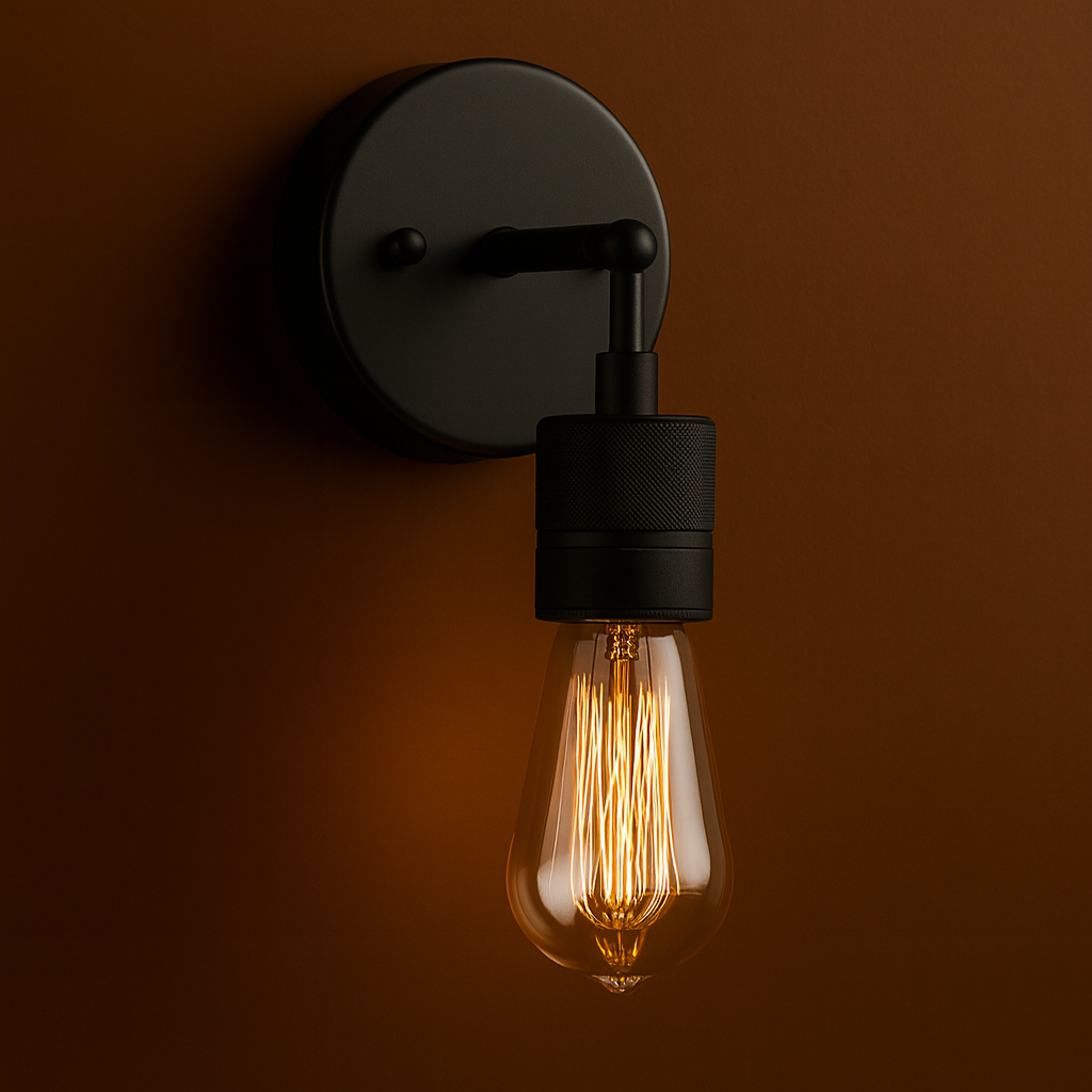 Industrial Wall Light | Minimalist Black Exposed Bulb Sconce Hallway Loft