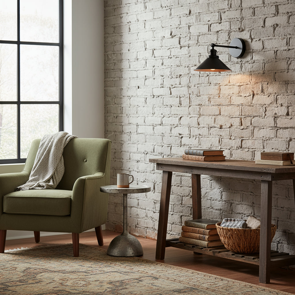 Industrial Wall Light | Conical Metal LED Adjustable Shade Sconce Hallway
