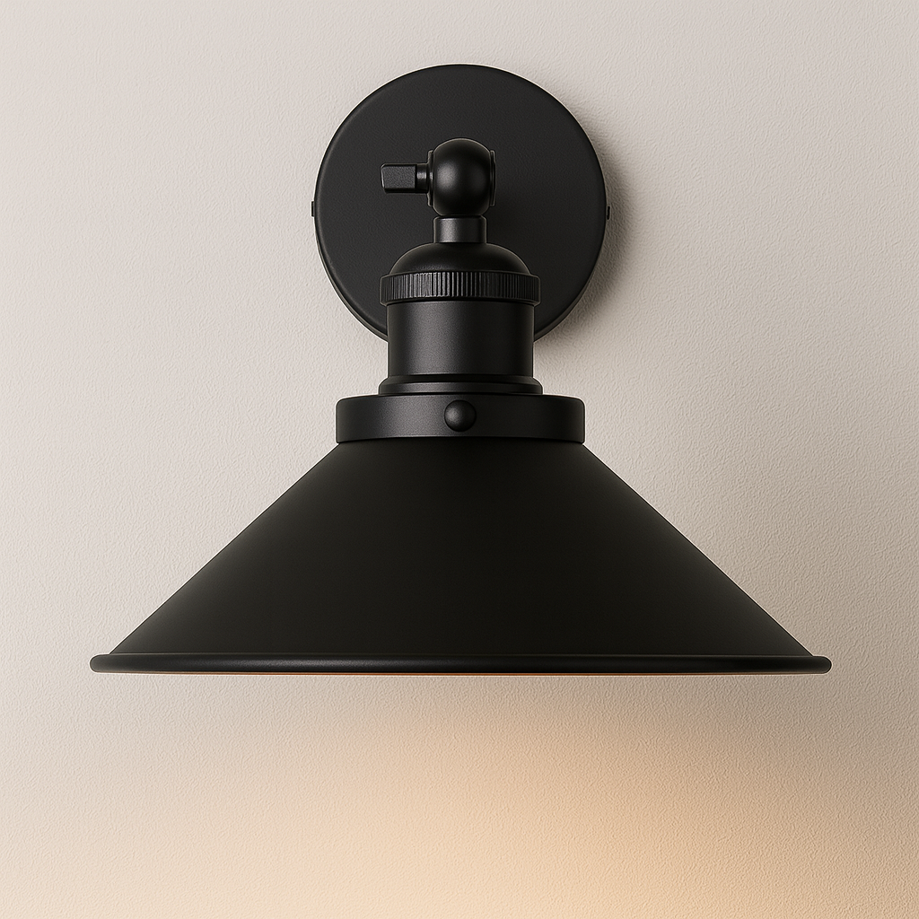 Industrial Wall Light | Conical Metal LED Adjustable Shade Sconce Hallway