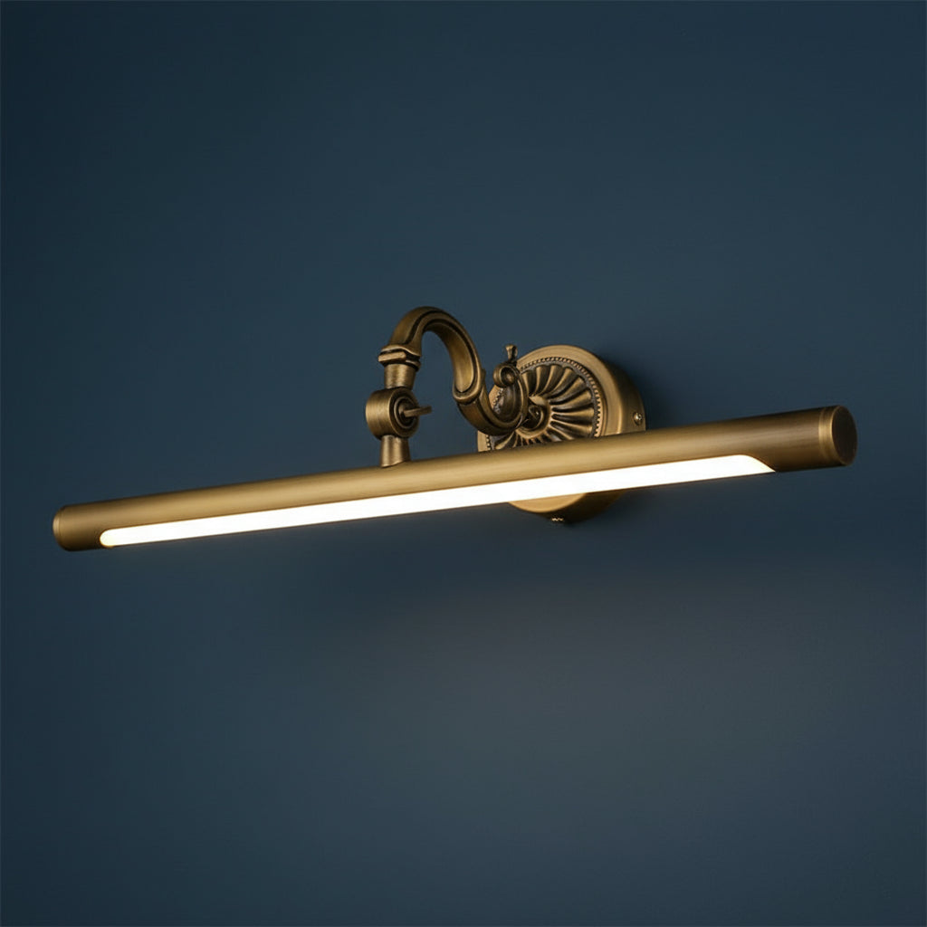 Industrial Wall Light | Antique Copper LED Picture Mirror Lamp Curved Arm Hallway
