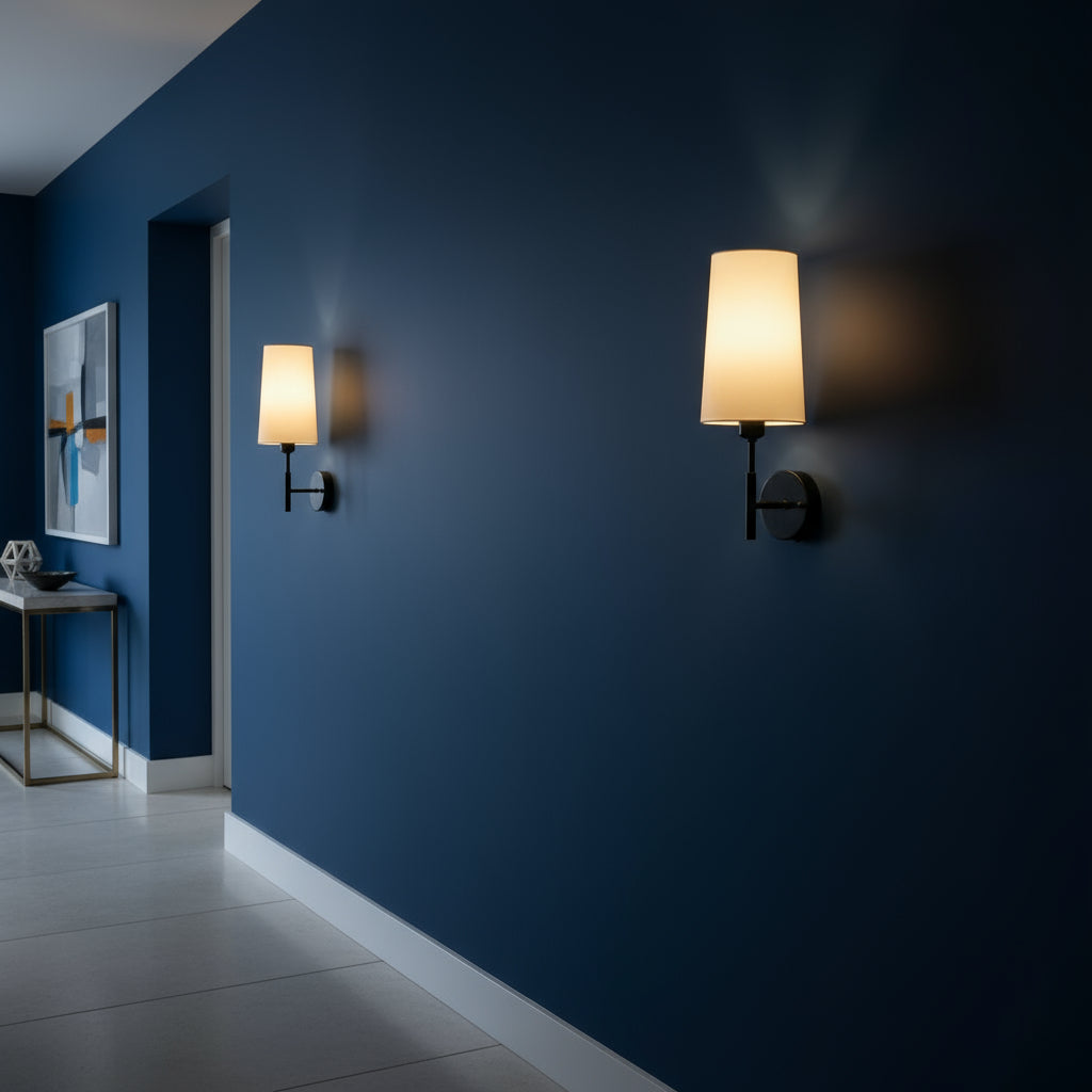 Rechargeable Wall Sconce | White Fabric Shade Magnetic E26 Bulb Battery Operated