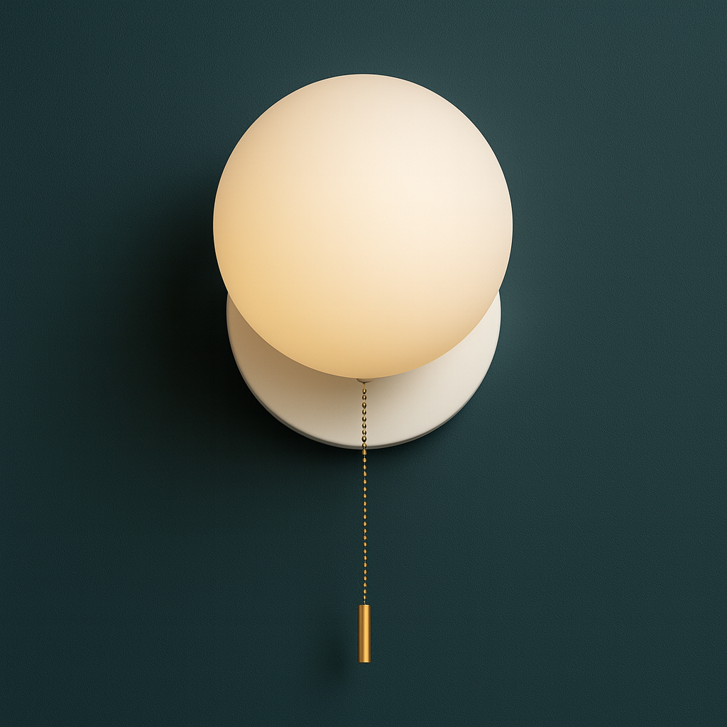 Contemporary Wall Light | Frosted Glass Globe Metal Base Sconce Living Room