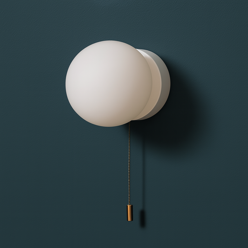 Contemporary Wall Light | Frosted Glass Globe Metal Base Sconce Living Room