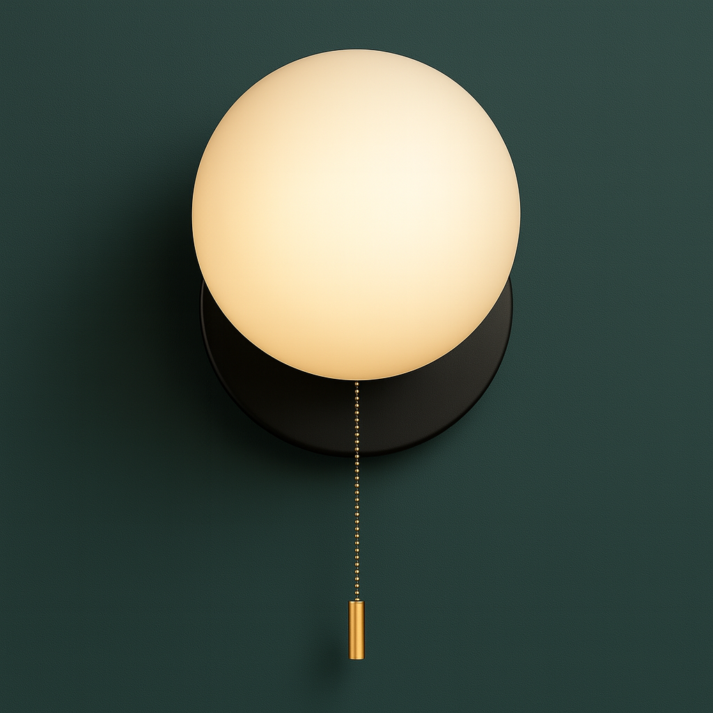 Contemporary Wall Light | Frosted Glass Globe Metal Base Sconce Living Room