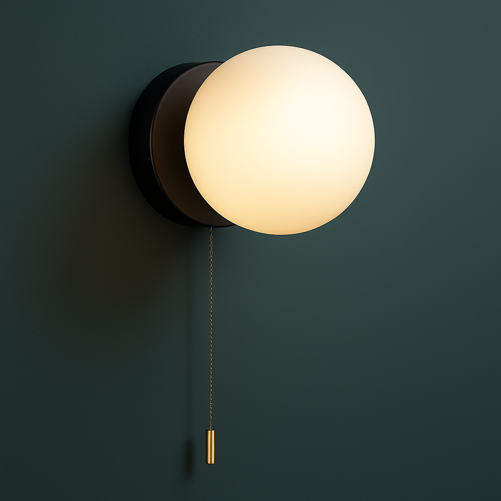Contemporary Wall Light | Frosted Glass Globe Metal Base Sconce Living Room