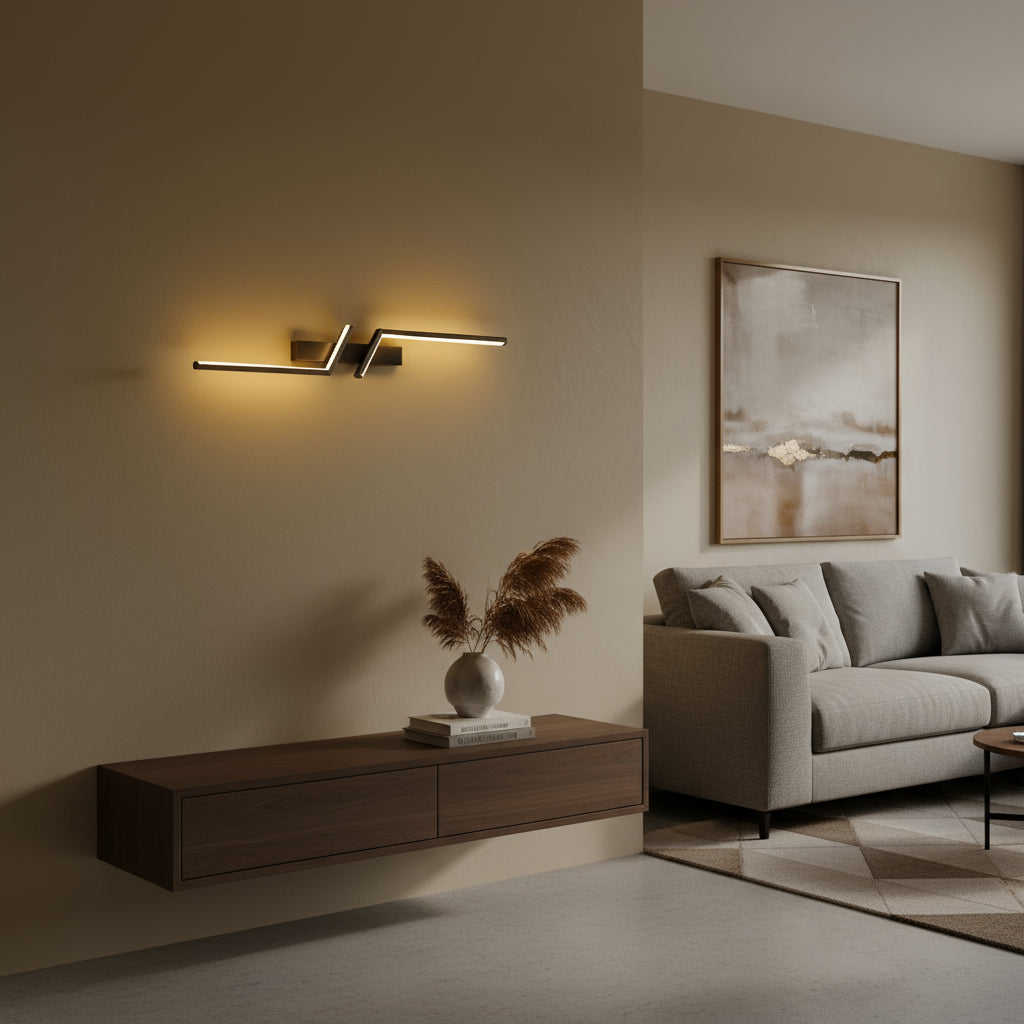 Contemporary Wall Light | Aluminum Dual Zigzag LED Strips Sconce Indoor