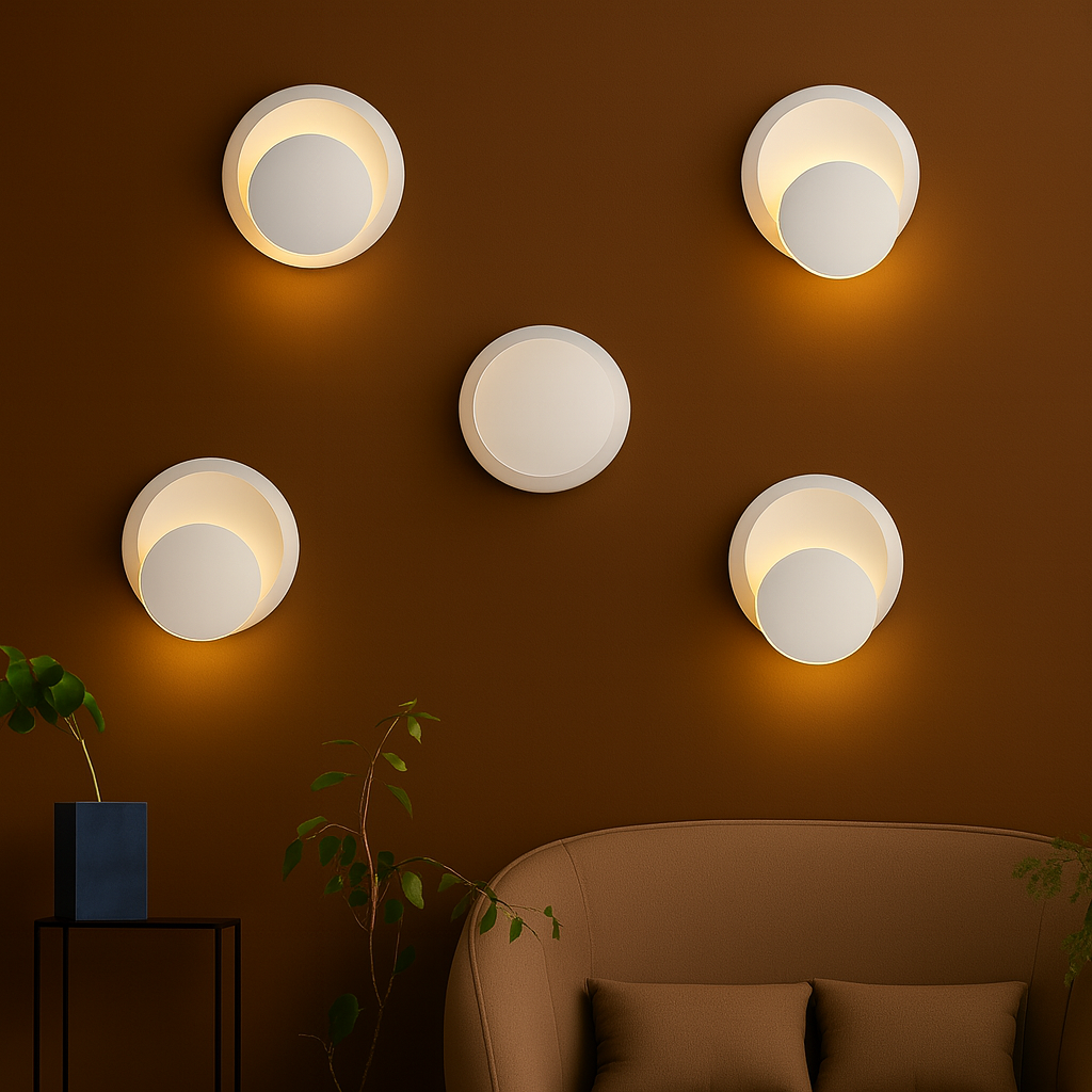 Contemporary Wall Light | Adjustable Round LED Sconce Black White Bedroom