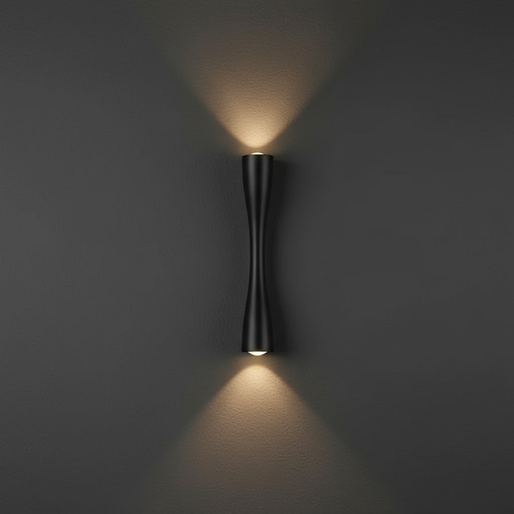 Contemporary LED Wall Light | Slim Hourglass Brass Up Down Sconce Bedroom