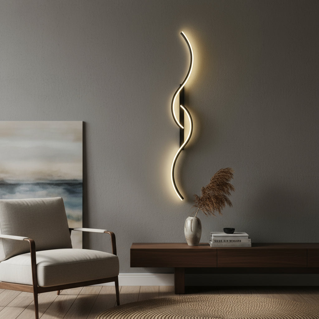 Contemporary LED Wall Light | Curved Aluminum Silicone Sconce Indoor Lighting