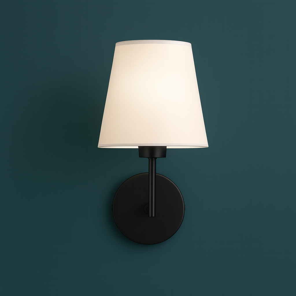 Rechargeable Wall Light | Slim Cylindrical Arm Tapered Fabric Shade Battery Operated