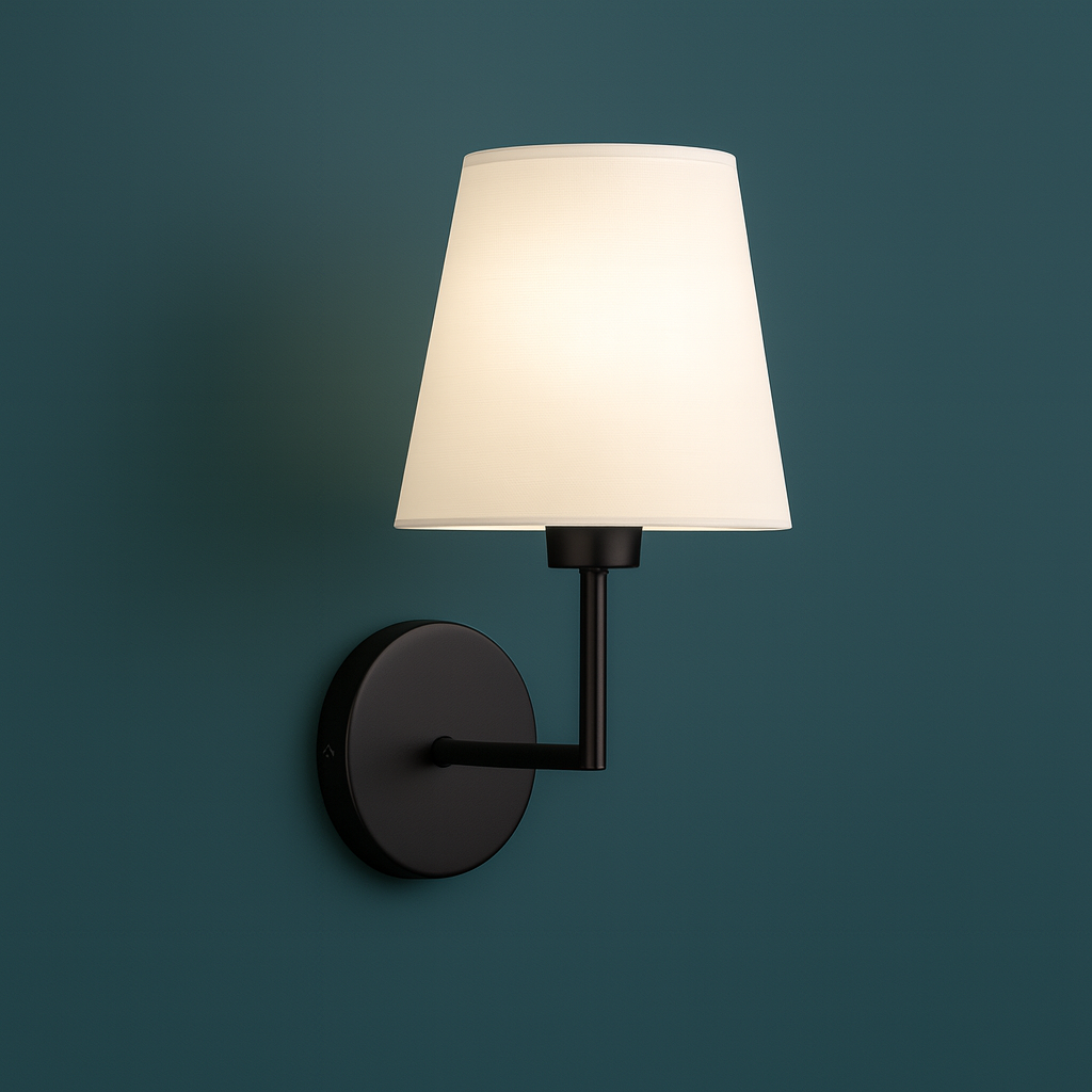 Rechargeable Wall Light | Slim Cylindrical Arm Tapered Fabric Shade Battery Operated