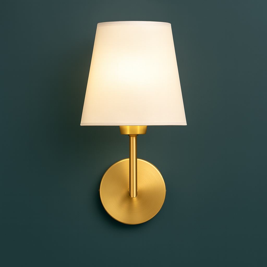 Rechargeable Wall Light | Slim Cylindrical Arm Tapered Fabric Shade Battery Operated