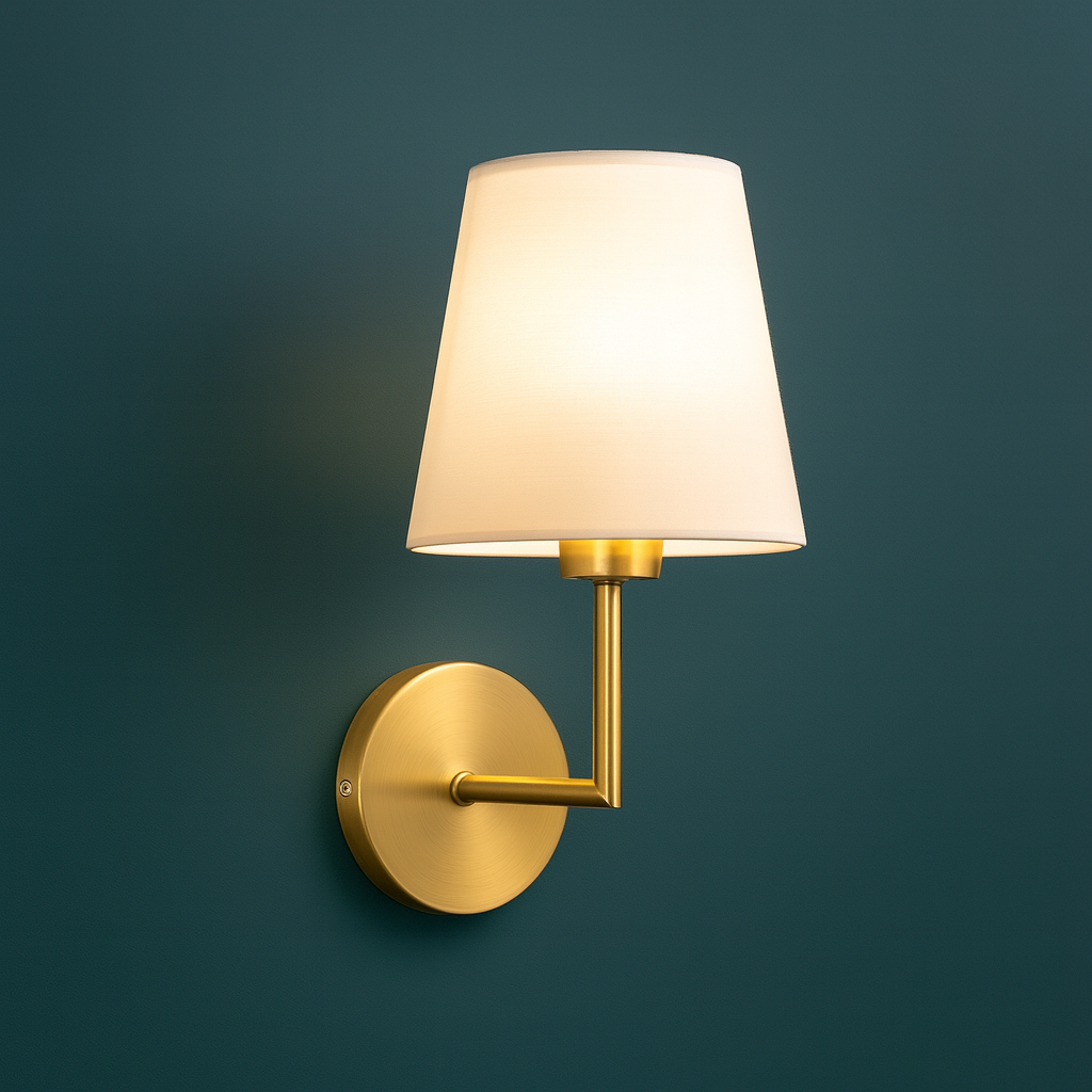 Rechargeable Wall Light | Slim Cylindrical Arm Tapered Fabric Shade Battery Operated
