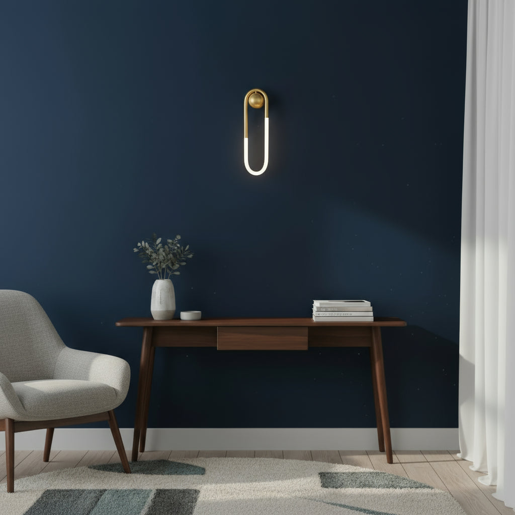 Brass Wall Light | Globe Glass Sconce Vertical Rod Living Room Indoor