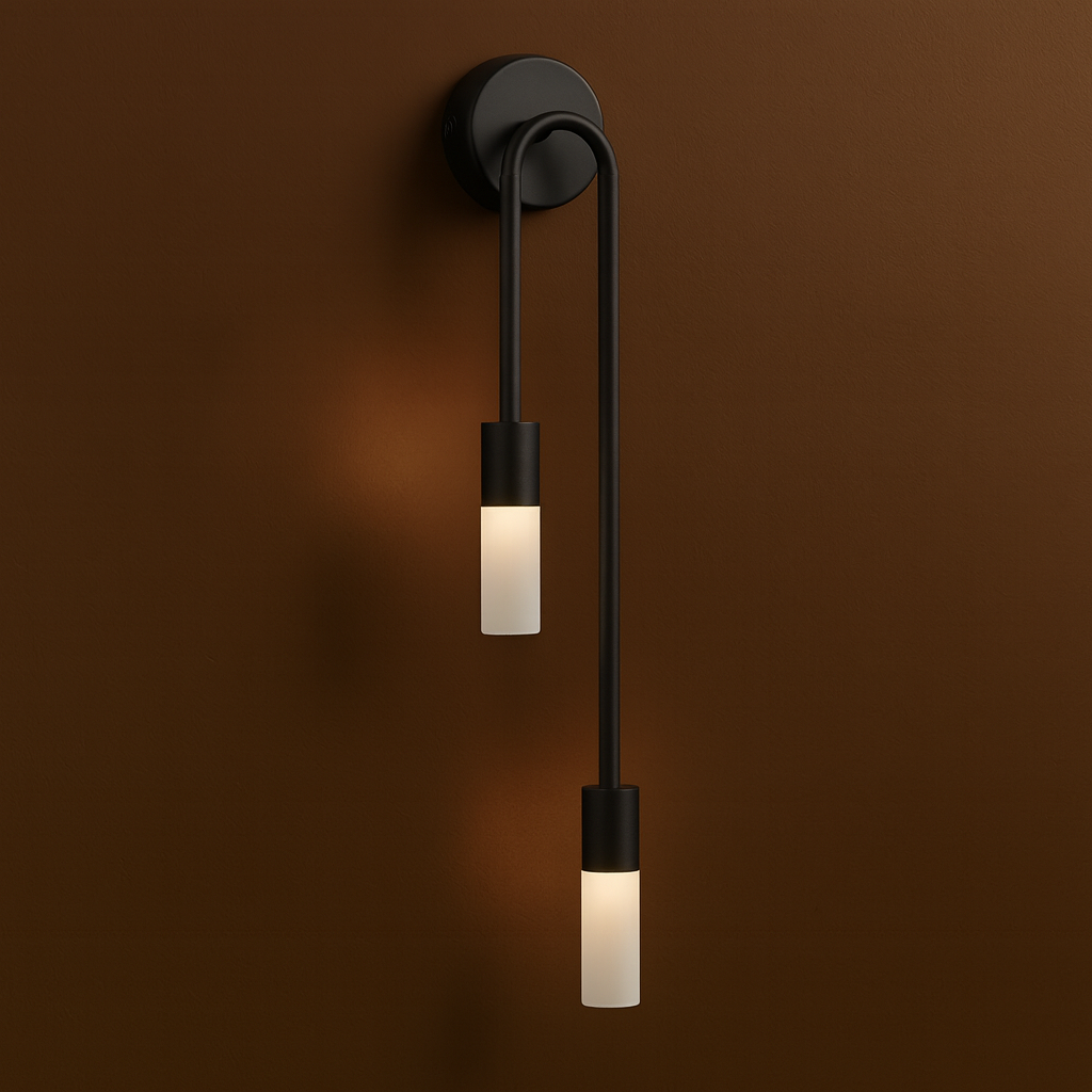 Brass Wall Light | Double G9 Frosted Glass Long Arched Tubes Bedroom