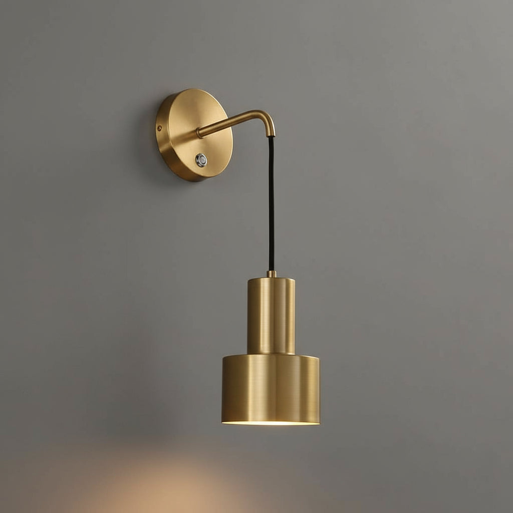 Brass Wall Light | Adjustable Black Cylinder Sconce Mount Plate Indoor Lighting