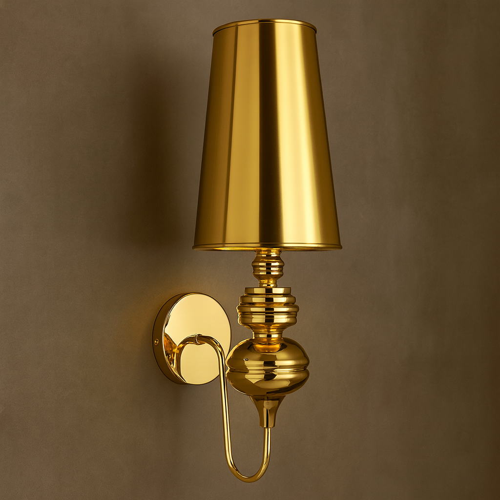 Art Deco Wall Light | Tall Tapered Shade Ribbed Stem Round Backplate Hallway