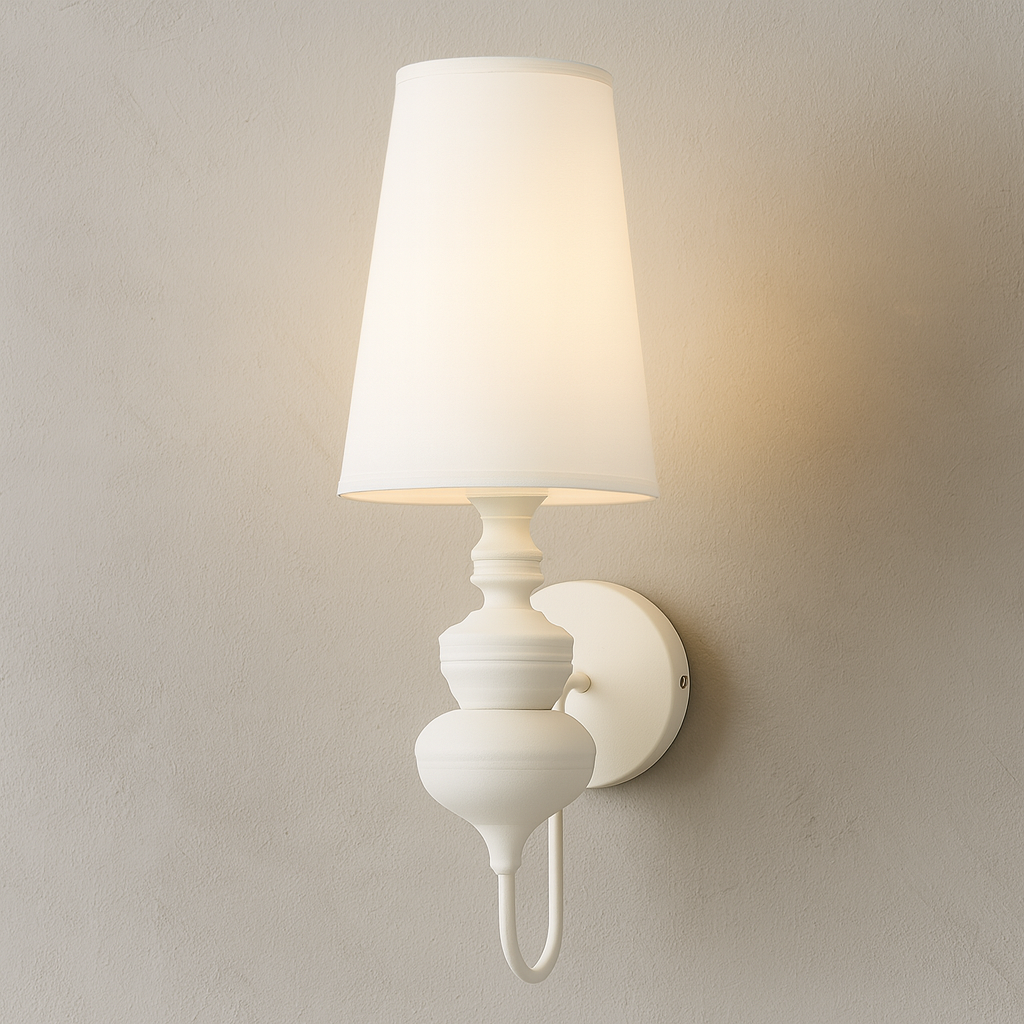 Art Deco Wall Light | Tall Tapered Shade Ribbed Stem Round Backplate Hallway