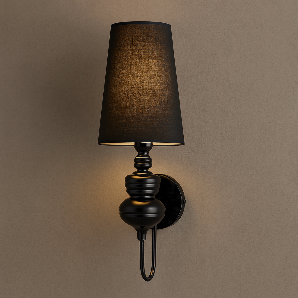 Art Deco Wall Light | Tall Tapered Shade Ribbed Stem Round Backplate Hallway