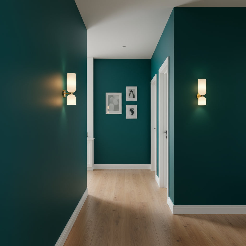 Art Deco Wall Light | Double Glass Shade Brass Finish Up Down Indoor Lighting