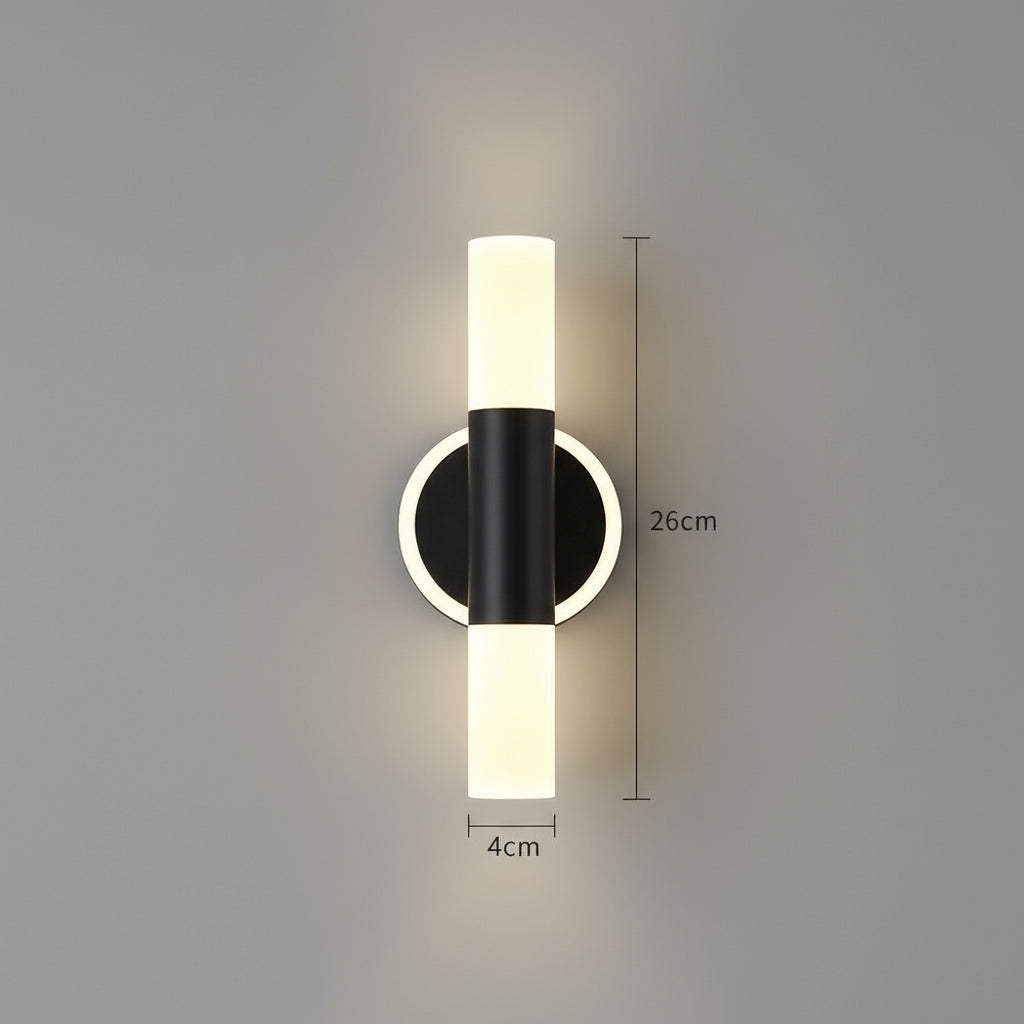 Art Deco Wall Light | Brass Cylinder LED Double Frosted Shades Indoor Lighting