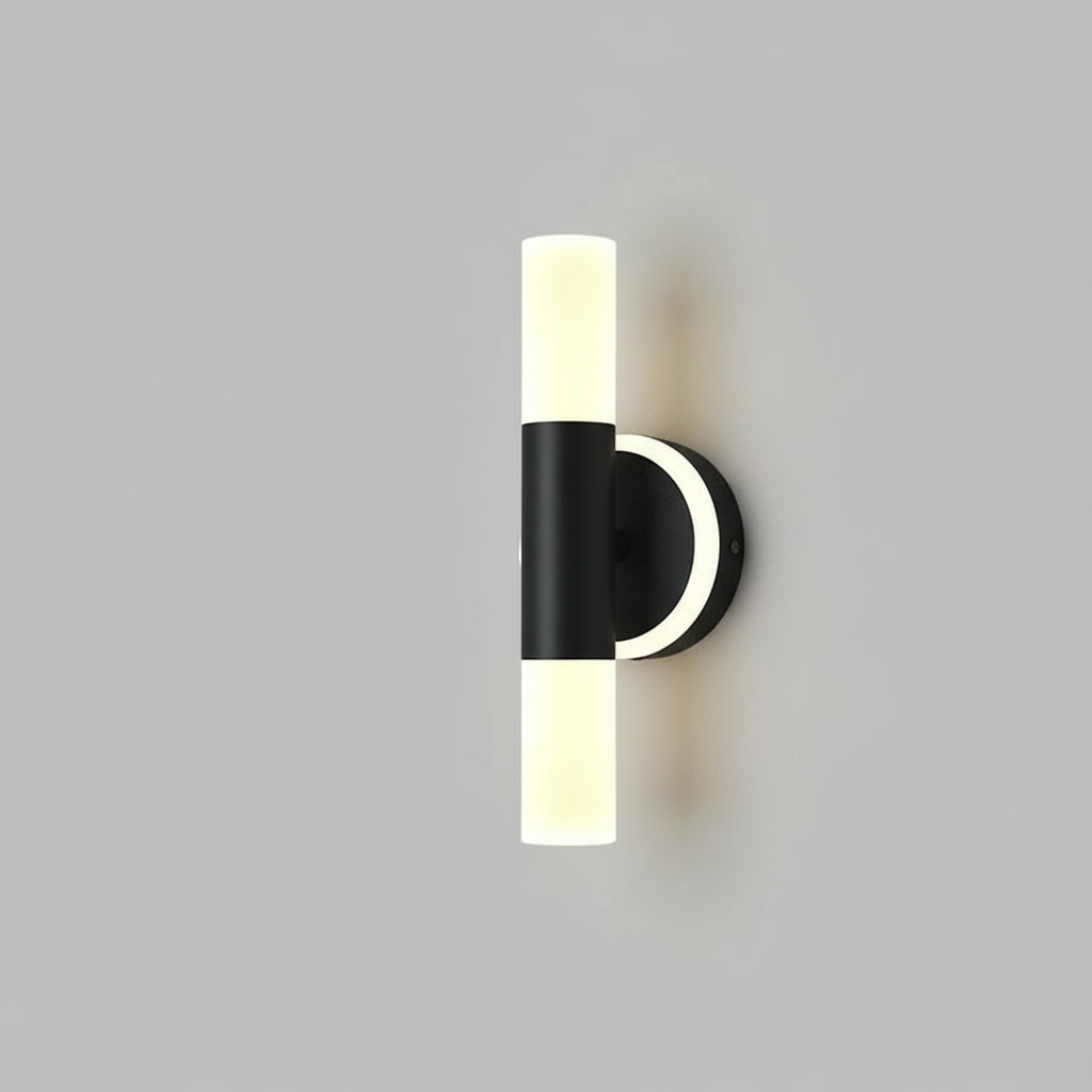 Art Deco Wall Light | Brass Cylinder LED Double Frosted Shades Indoor Lighting