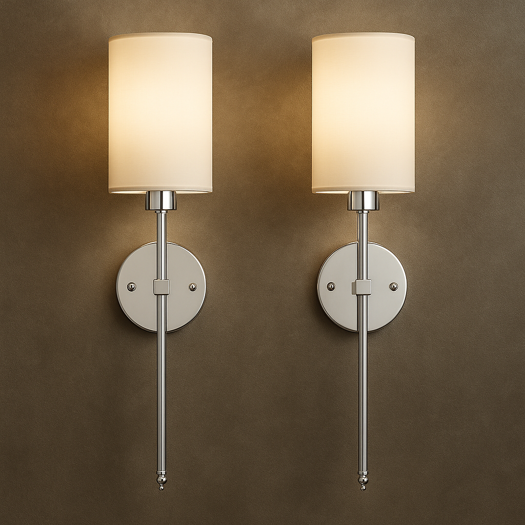 Rechargeable Wall Light | Cylindrical Fabric Shade Sconce Battery Operated Bedroom