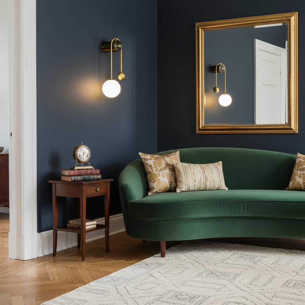 Antique Brass Wall Light | Balanced Modern Dual Globe Sconce Living Room Bedroom