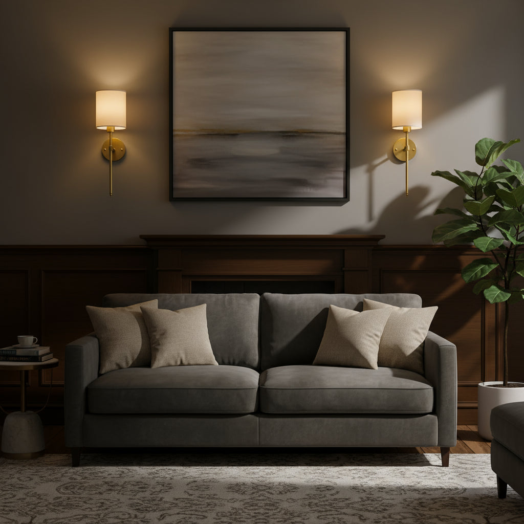 Rechargeable Wall Light | Cylindrical Fabric Shade Sconce Battery Operated Bedroom